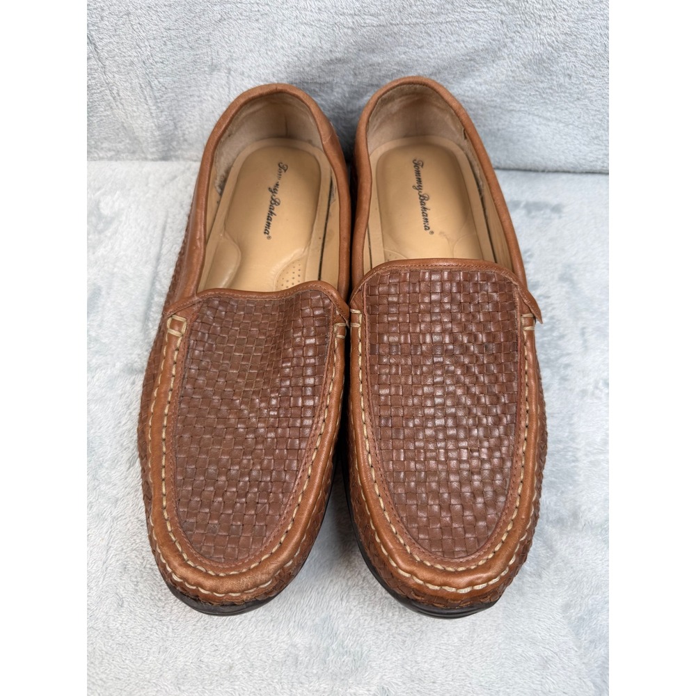 Tommy Bahama Mens Orson Woven Leather Driving Loafers Dark Tan TB7S00026 10.5 D